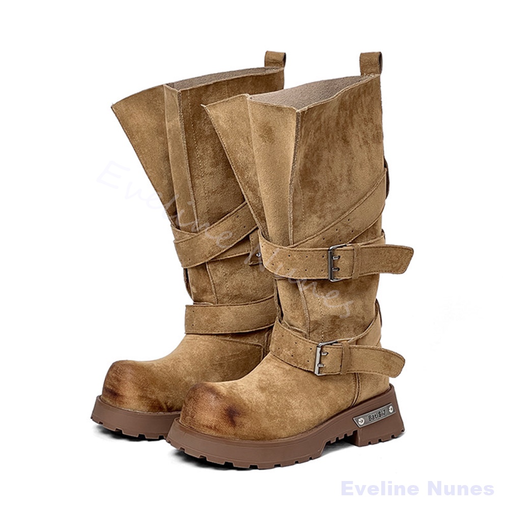Women'S Shoes Wide Width - Stivali da Moto con Fibbia a